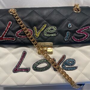 NEW! Betsey Johnson Love is Love Shoulder Bags with Colorful Jewel Accents
